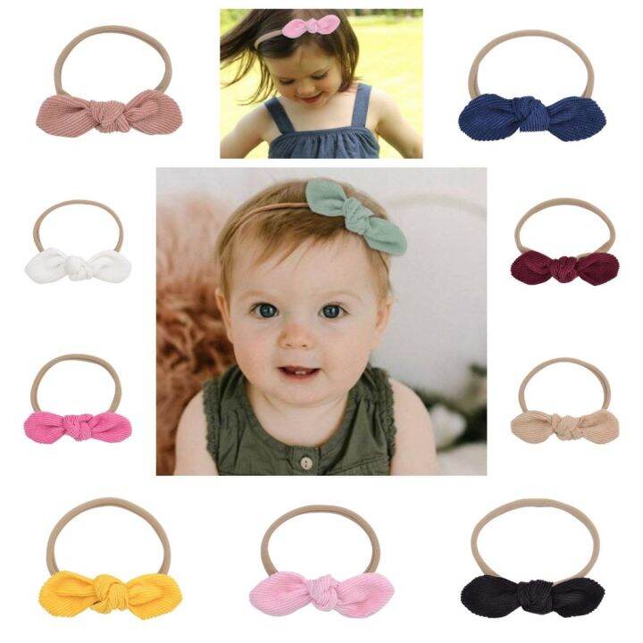 Baby Headband Bow Knot Nylon Hair Bands Corduroy Lazada