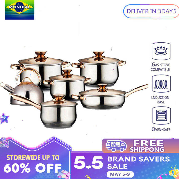 MONDIAL 12 Piece Stainless Steel Induction Cookware Set | Lazada PH