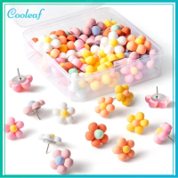 COOLEAF 36PCS 36ชิ้นค่ะ ดอกเดซี่ สีสันสดใส ตกแต่งด้วยการตกแต่ง หมุดปักดอกไม้ ตะปูหัวแม่มือลายดอกไม้สีชมพู โบโฮ หมุดกดหมุด ภาพติดผนัง