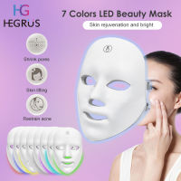 HEGRUS 7สี LED มาสก์หน้าโฟตอนบำบัดฟื้นฟูผิวต่อต้านสิวกำจัดริ้วรอยดูแลผิวหน้ากากผิวเครื่องมือความงามกระจ่างใส Led เครื่องสปา