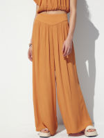 Cider Middle Elastic Waist Ruched Wide Leg Trousers