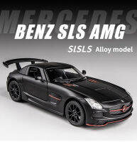 WJ】โมเดลรถเมอร์เซเดสเบนซ์1: 32 SLS AMG รถโลหะผสมหล่อขึ้นรูปดีดกลับสี่ประตูมีเสียงและไฟของขวัญเด็กผู้ชายรถของเล่นเด็ก