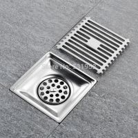 10cm*10cm Square Shower Floor Drain for Bathroom Kitchen 304 Stainless Steel Linear Floor Drain With Hair Strainer Brushed Traps Drains