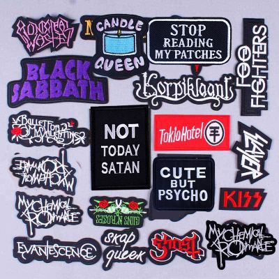 hotx【DT】 Band Embroidered Patches Clothing Hippie Stickers Metal Bands Punk Stripes