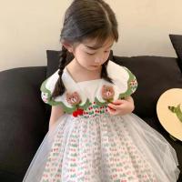 Kids Baby Flower Clothes Girls Summer Mesh Princess Lolita Strawberry Wedding Party Kawaii Fairy Birthday Dress  Dress Prom