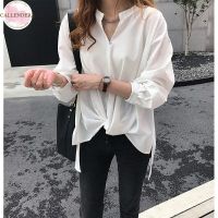 Women Chiffon T-shirt Solid Color Long Sleeves Bottoming Shirt Large Size V Neck Pullover Tops