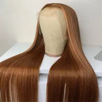 Preplucked Soft 180%Density 26Inch Honey Blonde Silky Straight Long Natural Hairline Glueless Lace Front Wig For Women Babyhair