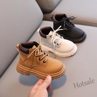 【hot sale】 ℗◄✳ C19 British Style Girls Boys Martin Boots Zipper 2-8 Years Old Kids Leather Shoes Lace-up Simple Soft Sole Anti-slippery