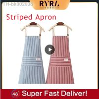 ♘ Household Working Apron Vertical Stripe Kitchen Apron Restaurant Special Kitchen Cooking Hanging Neck Apron Home Cleaning Apron