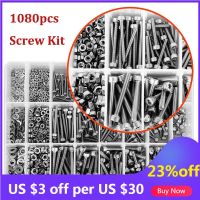 1080PCS Metric Bolt Assortment M2 M3 M4 Alloy Steel Screws Nuts and Washers Hex Socket Head Cap Machine Screws Bolts and Nut Kit Nails Screws Fastener