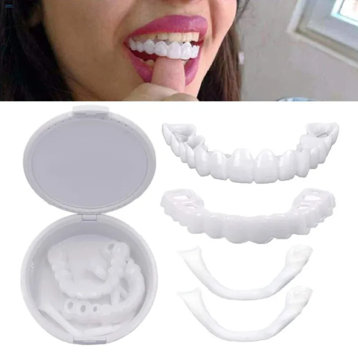 Whitening Silicon Dentures Tooth Cover Snap On Instant Perfect Smile