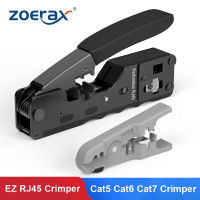 ZoeRax [CAT5 CAT6 CAT7ผ่าน Crimper] Crimping Tool สำหรับมาตรฐาน RJ45 RJ12 RJ11ตัวเชื่อมต่อ CAT6a Shielded Modular ปลั๊ก