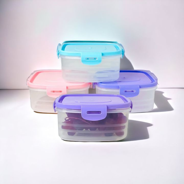 กล่องพลาสติกใส่อาหารฝาปิดล็อคแน่น4ด้านส่งแบบสุ่มสีส่ง