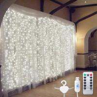 【YF】 3m 100/200/300LED Curtain String Garland Wedding Decorations Table Bachelorette Birthday Ramadan Easter Festoon