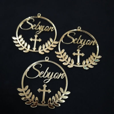 12PCS Customized Laser Cut Baby Name Cross Tag Party Decoration for Babyshower Baptism Christening Tags Bags Favor