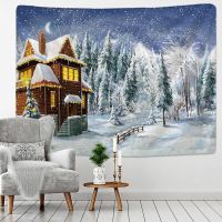 Christmas Tapestry Snowman Christmas Tree Warm Feeling Beautiful Home Decoration Polyester Thin Christmas Wall Hanging Cloth