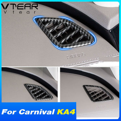 Vtear สำหรับ Kia Carnival KA4 2023 2022 2021 1รถแผงด้านหน้า Air Outlet Trim กรอบ ABS สแตนเลสอุปกรณ์เสริมภายในรถการปรับเปลี่ยนอุปกรณ์เสริม
