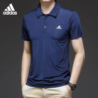 Adidase∮ Men S Quick Dry Stretch Polo Shirt Summer Short Sleeve Business Casual T-Shirt Solid Collar Simple Tee