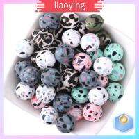 LIAOYING 50Pcs สีสันสดใส ลูกปัดหลวมๆ กลมกลมๆ พิมพ์ลายวัวเสือดาว ลูกปัดหลากหลายชนิด กลุ่มขนาดใหญ่มาก 15มม. ค่ะ ชุดลูกปัด การทำเครื่องประดับ