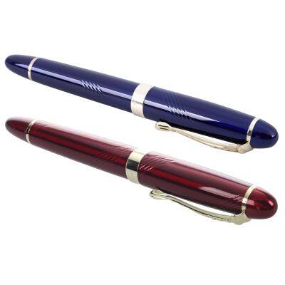 2 Piece JINHAO X450 18 KGP 0.7mm Broad Nib Fountain Pen Red &amp; Blue