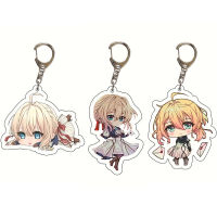 Violet Evergarden Anime Figures Keychain Cartoon Print High Quality Acrylic Metal Key Chain Bag Pendant Cosplay Props Fans Gift