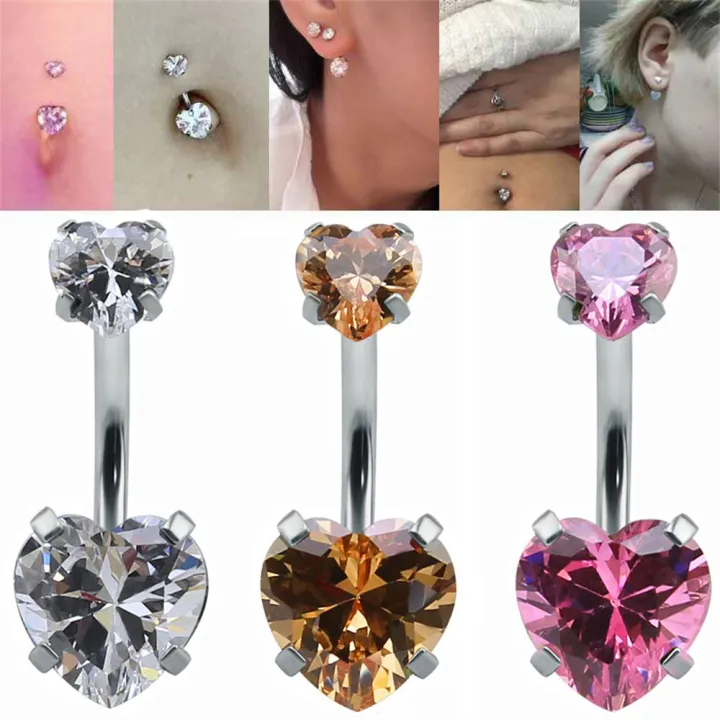 CHUAN Non Piercing Jewelry Faux Body Piercing Heart Belly Button Ring