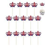 【CC】 Jack Toothpicks King Charles III Coronation Toppers 14Pcs British Cocktail Sticks Flags Food Labels Sandwich