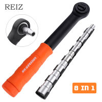 【YY】REIZ 8 In 1 Ratchet Wrench Set 6-13mm Adjustable Spanner Torque Sockets Screw Bolt Driver Double-Way Rotation Portable Hand Tool