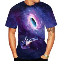 3D Starry Sky Astronaut พิมพ์ y2k ผู้หญิงเสื้อผ้าเสื้อยืดฮาราจูกุแฟชั่นผู้ชายถนนด้านบนเย็นสบาย ๆ แขนสั้น XS-5XL