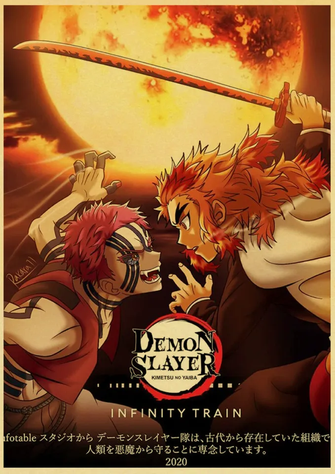 Filme em quadrinhos japonês demon slayer mugen trem anime cartaz kimetsu  não yaiba: mugen ressha-galinha