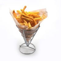 12 Pcs French Fries Stand Cone Basket Fry Holder with Dip Dishe Cone Snack Fried Chicken Display Rack Food Shelves Bowl