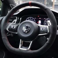 Car Steering Wheel Cover Braid Suede Leather For Volkswagen Golf 7 GTI Golf R MK7 VW Polo GTI Scirocco 2015 2016 Car Accessories Towels