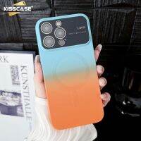 KISSCASE สำหรับ iPhone 15ProMax CaseTwo-Color Gradient เคสแม่เหล็กซิลิโคนเหลวหน้าต่างขนาดใหญ่เหมาะสำหรับ Apple15 Pro Max 14 13 12 11โทรศัพท์มือถือฝาครอบป้องกันกันตก