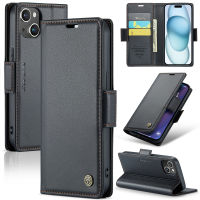 WindCase Wallet Case for iPhone 15 Pro Max 15 Plus Casing Leather Kickstand Magnetic Closure Flip Cover