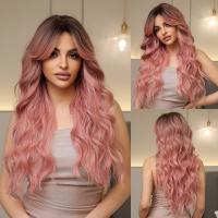 【jw】¤❦⊕ oneNonly Pink Wigs with Bangs Wig for Synthetic Resistant Hair