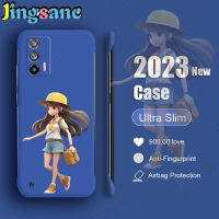 Jingsanc เคสแข็งสำหรับ Realme GT Neo 5G Neo 3T 3 2T 2 5G เคสโทรศัพท์สาวสวยแบบด้านสีลูกกวาดไร้กรอบสีฟ้า M001-3