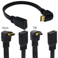 90 Degree Up Down Angled HDMI-compatible Male to Type A Male &amp; Female Flat Cable Extension HDTV Cables 30cm 1ft 1.4v