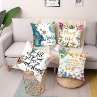 （ALL IN STOCK XZX）New letter printed polyester square pillowcase cushion cover car sofa pillowcase simple home decoration accessories   (Double sided printing with free customization of patterns)