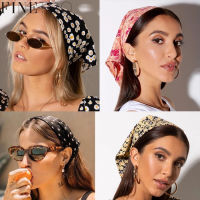 FINE TOO Fashion Retro Floral Creative Headband Elegant Colorful Scrunchies Headdress Women Hair Accessories