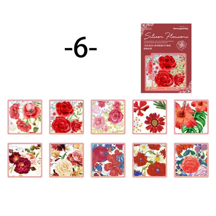 mr-paper-8-style-30pcs-bag-aesthetic-flowers-pet-sticker-creative-watercolor-rose-hand-account-decorative-stationery-sticker