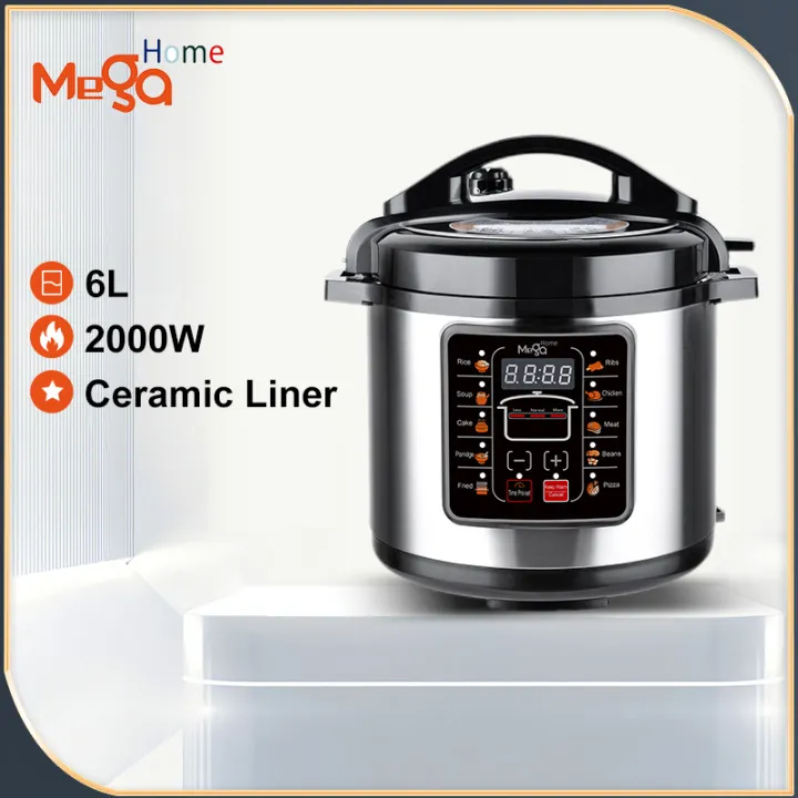 MegaHome 6L Electric Pressure Cooker Rice Cooker Timer Electric Cooker Multifunctional Pressure