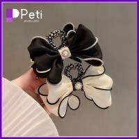 PETI JEWELLERY โบว์น๊อต โบว์กรงเล็บผม ผ้าผ้าทอ เครื่องประดับสำหรับตกแต่ง ปิ่นปักผมหางม้า สง่างามเรียบหรู คลิปปลาฉลาม สำหรับผู้หญิง