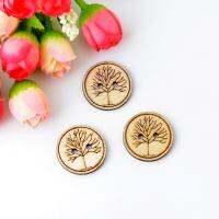 Free shipping -Retail 100pcs Mixed Natural Life Tree Round 2 Holes Wood Buttons Sewing Scrapbooking 25mm Dia. J2815 Haberdashery