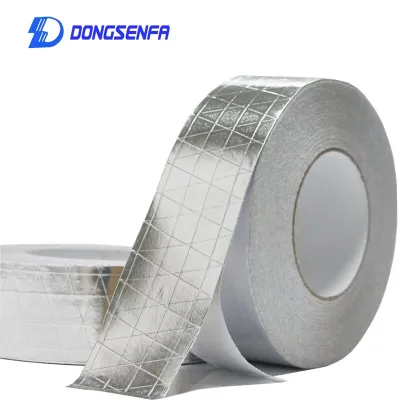 50mm*20M Fiber Aluminum Foil Tape Thermal Resist Duct High Temperature Resistant Foil Waterproof Fiber Aluminum Tape More width