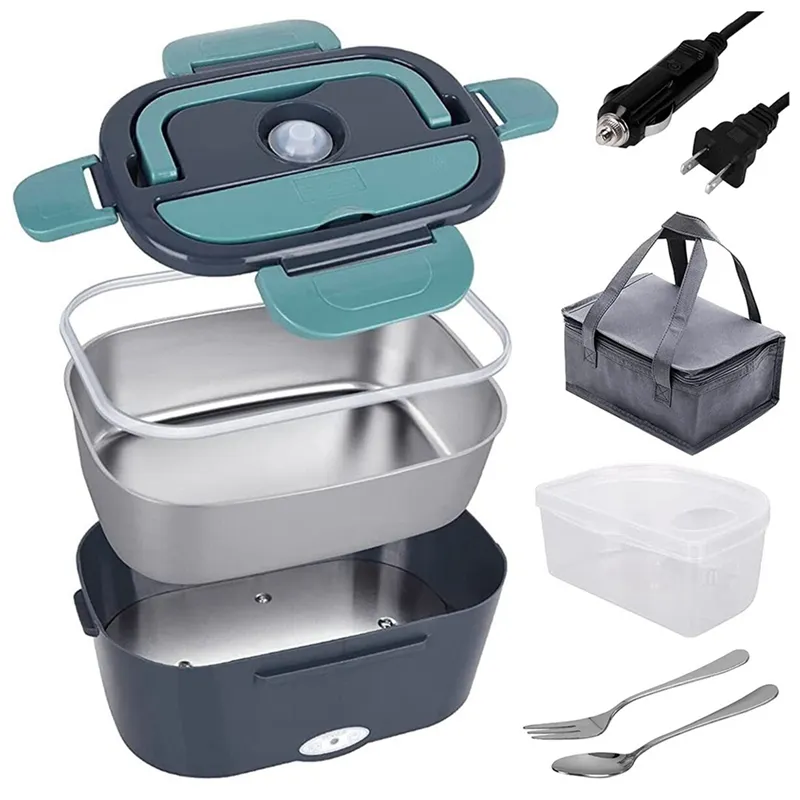 1.5L Removable Electric Lunch Box Food Heater, Portable Food Warmer Self  Heating Lunch Box –Leak Proof, Fork & Spoon & Carry Bag