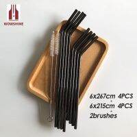 Wowshine Factory Free Shipping  Gun Black 8 straws+2 brushes stainless steel straws  10pcs/set Specialty Glassware