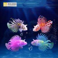 【LZ】﹉✳✁  Silicone Lionfish Luminous Aquário Fish Tank Paisagem Luminescente Flutuante Sucção No Escuro Ornamento Subaquático