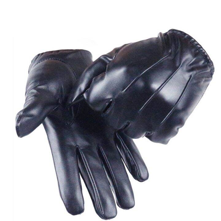 driving-hot-men-39-s-luxurious-pu-winter-autumn-driving-keep-warm-gloves-cashmere-tactical-gloves-leather-black-outdoor-sports