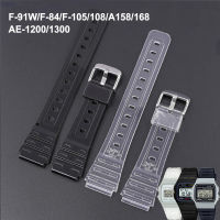 สายนาฬิกา 18 มม. สำหรับ Casio F-91W/F84/F105/108/A158/168 AE-1200/1300 ซิลิโคนที่มีสีสันโปร่งใส TPU Band สร้อยข้อมือ-Meqiao ke