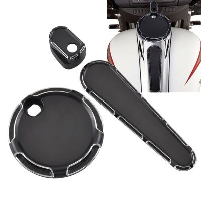 “：{}” Motorcycle Black Long Cut Tank Track Dash Panel Cover Ignition Switch Cap For Harley 14+ Touring Glide FLHX FLHT FLTR FLHTCUTG